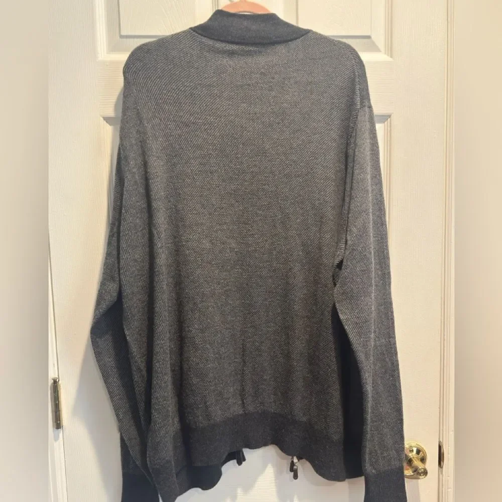 Peter Millar Charcoal Zip-Up Sweater merino wool and cotton size XXL